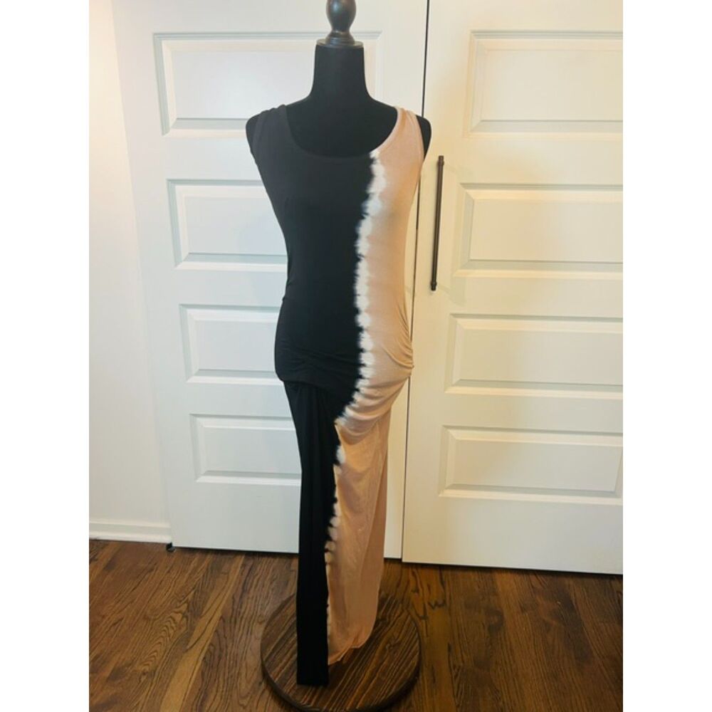 Young Fabulous & Broke Black Tan Tie Dye Colorblock Maxi Dress Size L